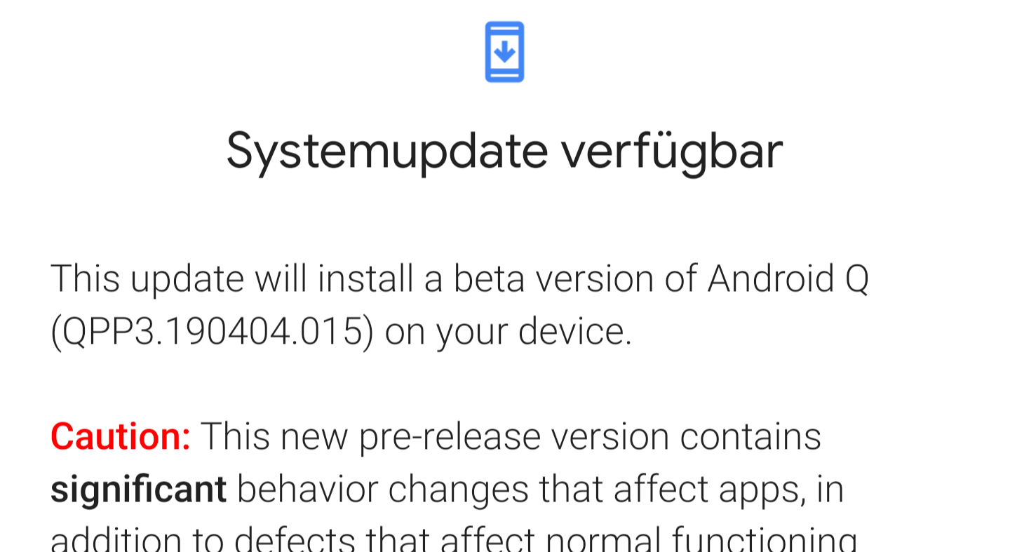 Android Q wird einen neuen Weg der Updates bekommen - über den Play Store! / Bild-Quelle: Google Andriod Q
