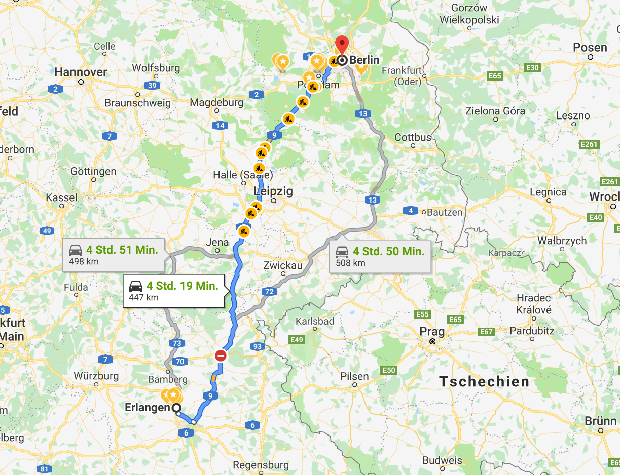 ...if you can make it there, you'll make in everywhere: Also, mein ChromeBook und mein Reservemikro eingepackt und ab nach Berlin! // Bild-Quelle: googlemaps
